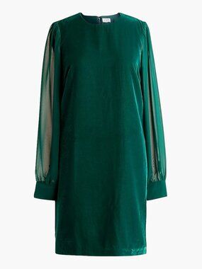J. Crew Velvet Mini Dress in Old Forest Green | Holiday Party Dress with Pockets